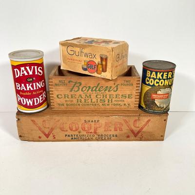 LOT 149: Vintage Kitchen Collection - Wooden Boxes, Tins, Spices and More