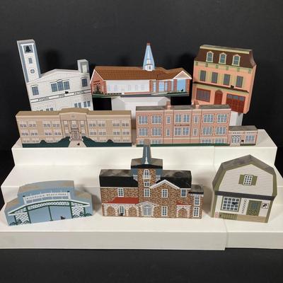 LOT 153: Cat's Meow Village Replicas - Featuring Local Towns of Pitman, Glassboro, Hardingville, Pennsville and More