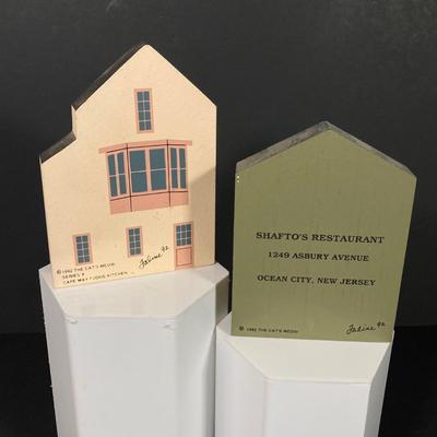 LOT 154: Collection of Cat's Meow Village Replicas Featuring Ocean City, Cape May, Lighthouses, Trinket Box, "The Banning Wharf...