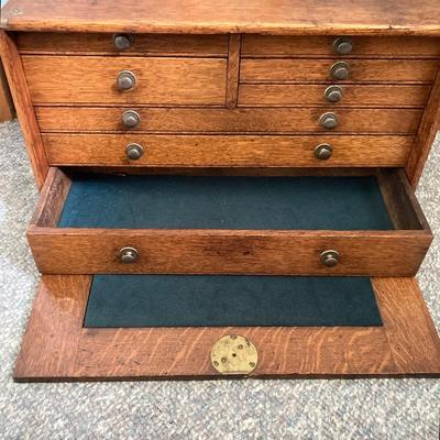 LOT 156: Vintage Machinist's Wooden Storage / Tool Box