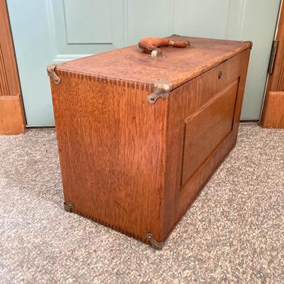 LOT 156: Vintage Machinist's Wooden Storage / Tool Box