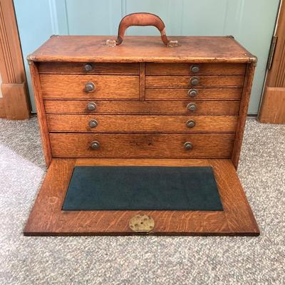 LOT 156: Vintage Machinist's Wooden Storage / Tool Box
