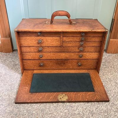LOT 156: Vintage Machinist's Wooden Storage / Tool Box