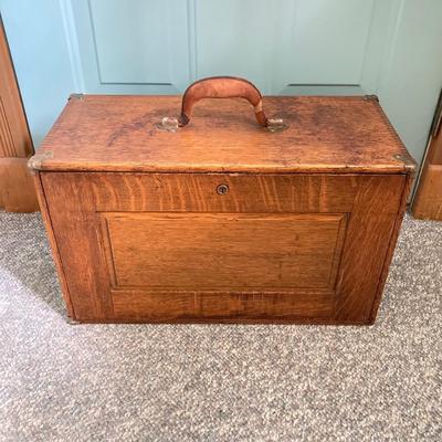 LOT 156: Vintage Machinist's Wooden Storage / Tool Box