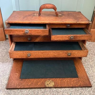 LOT 156: Vintage Machinist's Wooden Storage / Tool Box
