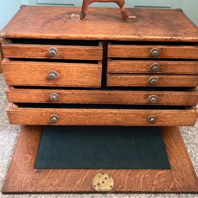 LOT 156: Vintage Machinist's Wooden Storage / Tool Box