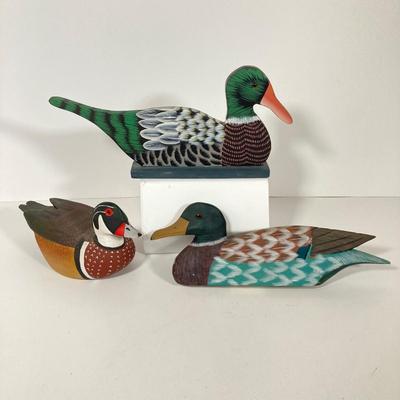 LOT 157: Collection of Six Hand Painted Wooden Ducks - Signed by Artist, Made in The People's Republic of China and More