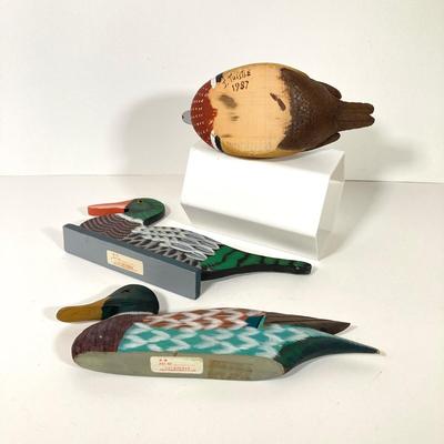 LOT 157: Collection of Six Hand Painted Wooden Ducks - Signed by Artist, Made in The People's Republic of China and More