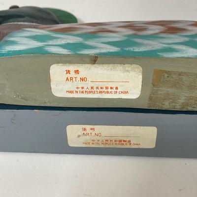 LOT 157: Collection of Six Hand Painted Wooden Ducks - Signed by Artist, Made in The People's Republic of China and More