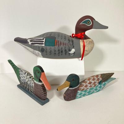 LOT 157: Collection of Six Hand Painted Wooden Ducks - Signed by Artist, Made in The People's Republic of China and More