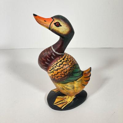 LOT 157: Collection of Six Hand Painted Wooden Ducks - Signed by Artist, Made in The People's Republic of China and More