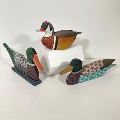 LOT 157: Collection of Six Hand Painted Wooden Ducks - Signed by Artist, Made in The People's Republic of China and More