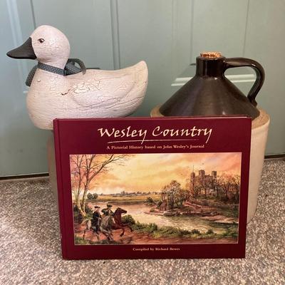 LOT 159: Vintage Pottery Jug, Timothy White & Taylor's Stoneware Hot Water Bottle (Lovatt's Langley Ware England), Ceramic...