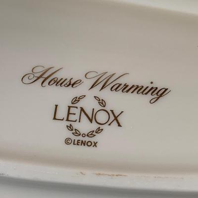 LOT 163: Lenox Gilded Garden Basket, Housewarming Divided Condiment Dish, and Cherished Friends Trinket Box