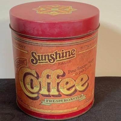 LOT 164: Enamel Coffee Pots, Coffee Grinder and Vintage Coffee Cans