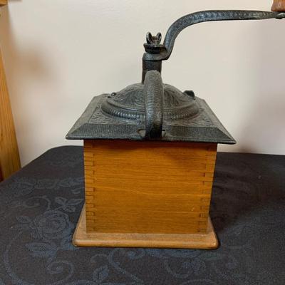 LOT 164: Enamel Coffee Pots, Coffee Grinder and Vintage Coffee Cans
