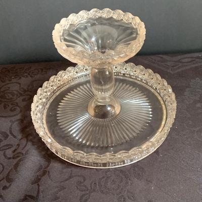 LOT 168: Vintage/Antique Crystal Knife Rests, Salt Dishes, Cake Stand, Flower Frog and More