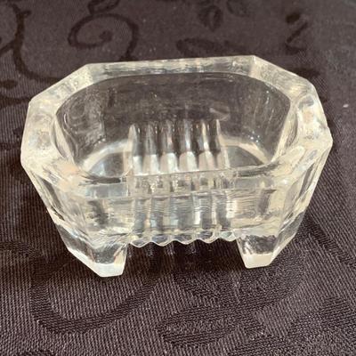 LOT 168: Vintage/Antique Crystal Knife Rests, Salt Dishes, Cake Stand, Flower Frog and More