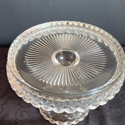 LOT 168: Vintage/Antique Crystal Knife Rests, Salt Dishes, Cake Stand, Flower Frog and More