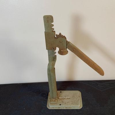 LOT 170: Vintage/Antique HopKing Butcher Paper Dispenser, Primitive Wood Slaw Slicer, Bottle Capper, Cherry Pitter and Moe