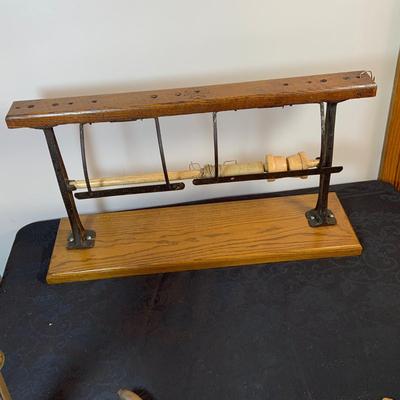 LOT 170: Vintage/Antique HopKing Butcher Paper Dispenser, Primitive Wood Slaw Slicer, Bottle Capper, Cherry Pitter and Moe
