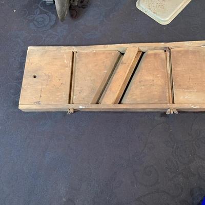 LOT 170: Vintage/Antique HopKing Butcher Paper Dispenser, Primitive Wood Slaw Slicer, Bottle Capper, Cherry Pitter and Moe