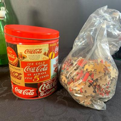 LOT 173: Coke/Coca Cola Collection with Tins, Glasses, Vintage Bottles and More