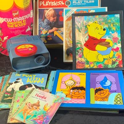 LOT 175: Vintage Children’s Toys, Books and Puzzles Featuring View Master Disney Theatre In the Round Projector, and More