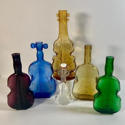 LOT 176: Collection of Violin Shaped Glass Bottles
