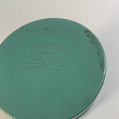 LOT 177: Vintage Tins, Lefton Egg Shape Trinket Box, Glass Ring Holder, and More