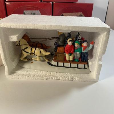 LOT 178: Holiday Miniature House and More Featuring Hallmark Sarah Plan and Tall Collection, Dept 57 Flags (Not Complete) Lemax and More
