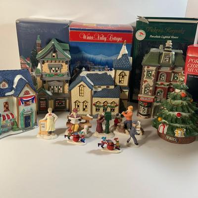 LOT 179: Ceramic Holiday Village Houses, Figures and More