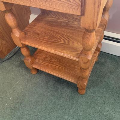 LOT 182: Wood Two(2) Shelf Side Table with Drawer.