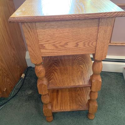 LOT 182: Wood Two(2) Shelf Side Table with Drawer.