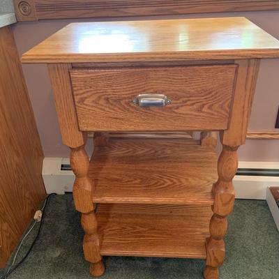 LOT 182: Wood Two(2) Shelf Side Table with Drawer.