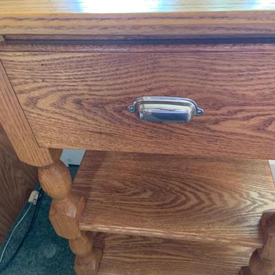 LOT 182: Wood Two(2) Shelf Side Table with Drawer.