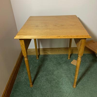 LOT 183: Wooden Child’s Desk/Table, Wood Bench Step and Wooden Shelf