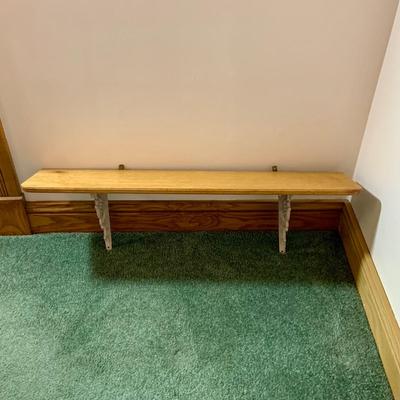 LOT 183: Wooden Child’s Desk/Table, Wood Bench Step and Wooden Shelf