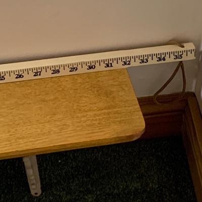 LOT 183: Wooden Child’s Desk/Table, Wood Bench Step and Wooden Shelf