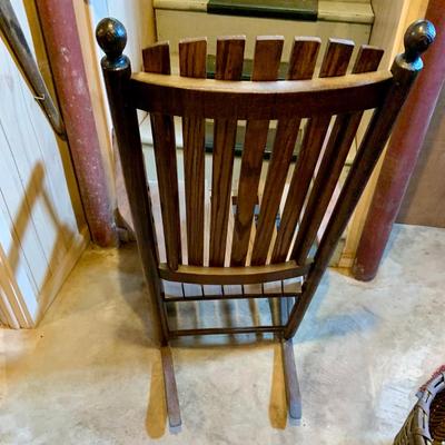 LOT 186: Wooden Rocking Chair with Wicker Basket