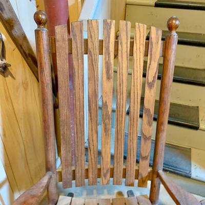 LOT 186: Wooden Rocking Chair with Wicker Basket