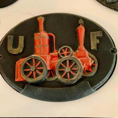 LOT 187: Antique/Vintage Cast Iron/ Aluminum Fireman Plaques