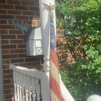 LOT 188: Assortment American Flags and Eagle Top Flag Poles