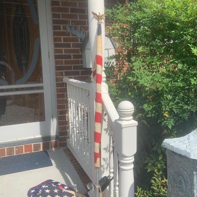 LOT 188: Assortment American Flags and Eagle Top Flag Poles