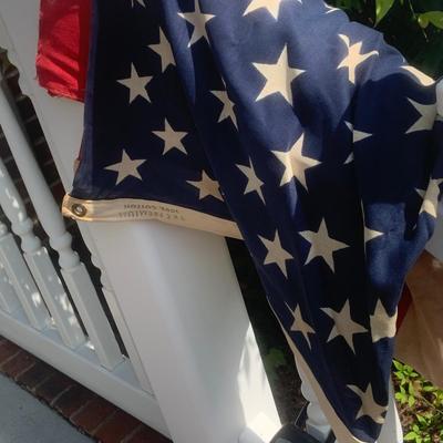 LOT 188: Assortment American Flags and Eagle Top Flag Poles