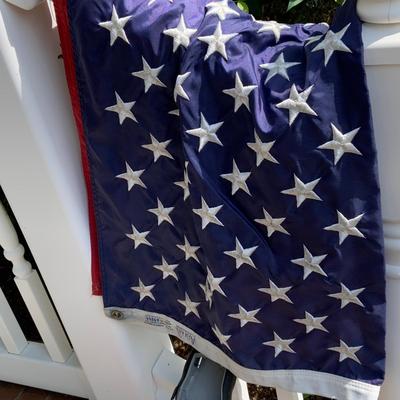 LOT 188: Assortment American Flags and Eagle Top Flag Poles