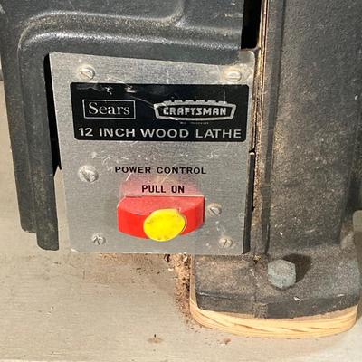 LOT 218: Sears Craftsman 12 Inch Wood Lathe, Central Machinery Copy Lathe Attachment P-37945, Work Bench, Wood Crafting Tools,...