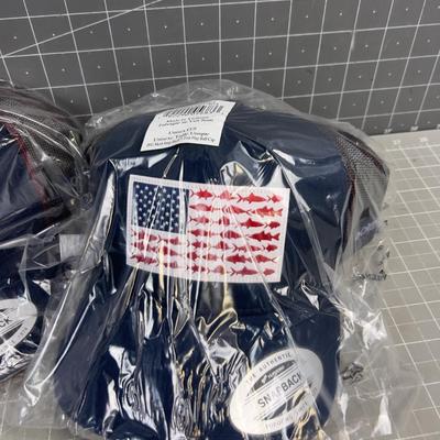 (2) Columbia NEW Fish Flag Snap Back 
