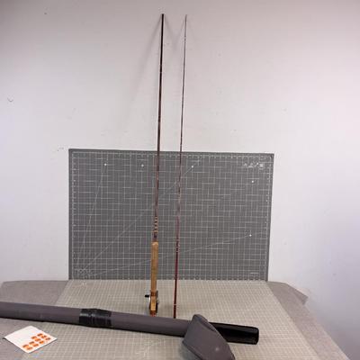 Sale Photo Thumbnail #1616: Used. Old Fenwick. The Lucky fishing pole. Case has been repaired. 