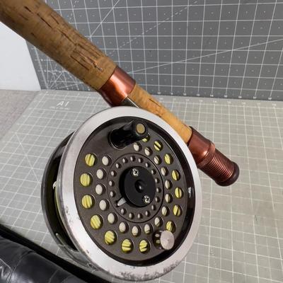 Sale Photo Thumbnail #1618: Used. Old Fenwick. The Lucky fishing pole. Case has been repaired. 
